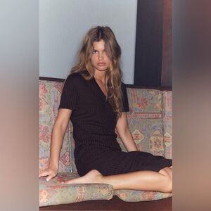 NWT Zara Long Ribbed Knit Midi Dress Size M